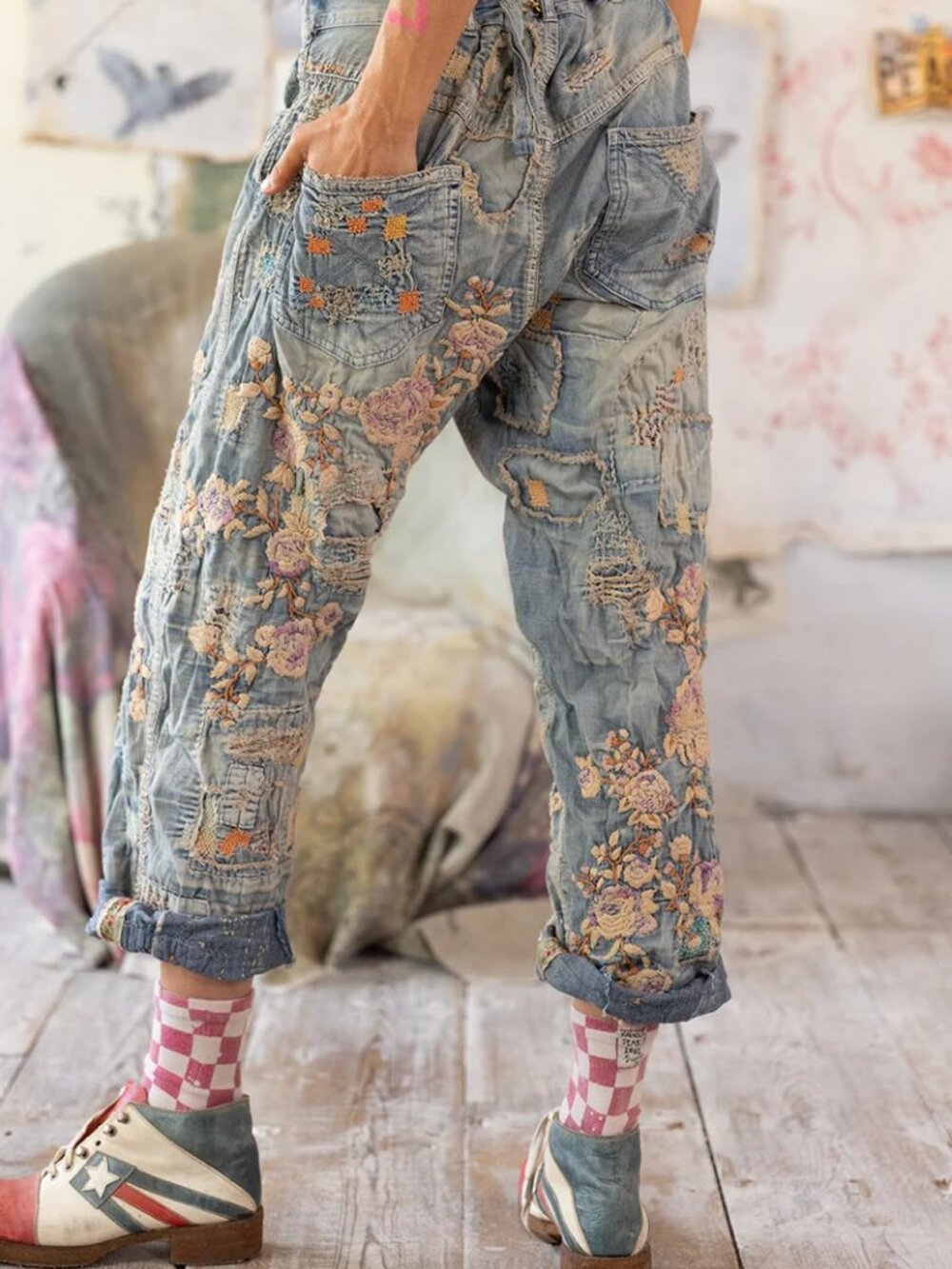 NEW Magnolia Pearl Rosarian Miner Denims, Washed Indigo OS - Picture 2 of 16